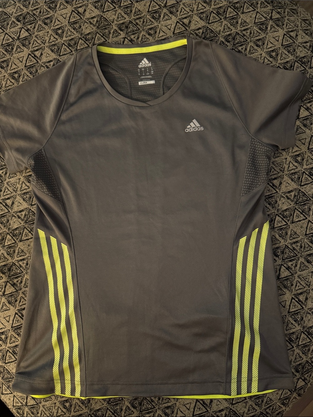 Adidas ClimaCool Black with Neon Yellow Trim Athletic Shirt-Back Zip Pocket